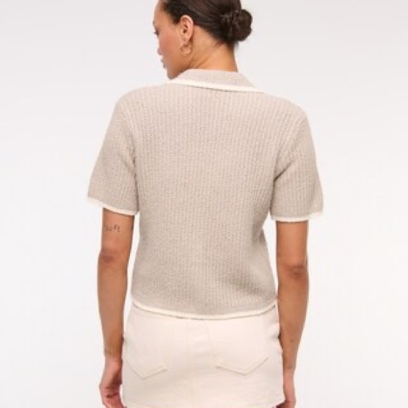 Abercrombie & Fitch Short-Sleeve Crochet Style Polo - Picture 3 of 14